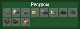 Состав ресурсного кита Kapital Rust с набором предметов
