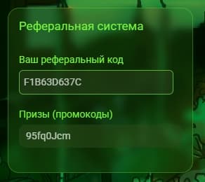 Интерфейс сайта Kapital Rust после ввода реферального кода